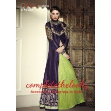 HR7320 Blue and Green Heroine Nargis Fakhri Wedding Wear Dress